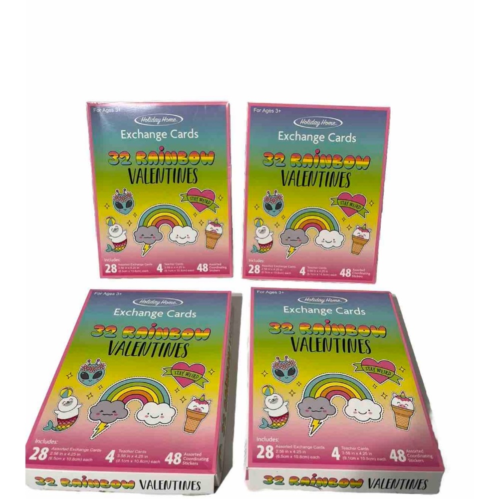 Valentines 128 Rainbow Exchange Cards 192 Stickers Holiday Home Stay Weird, set